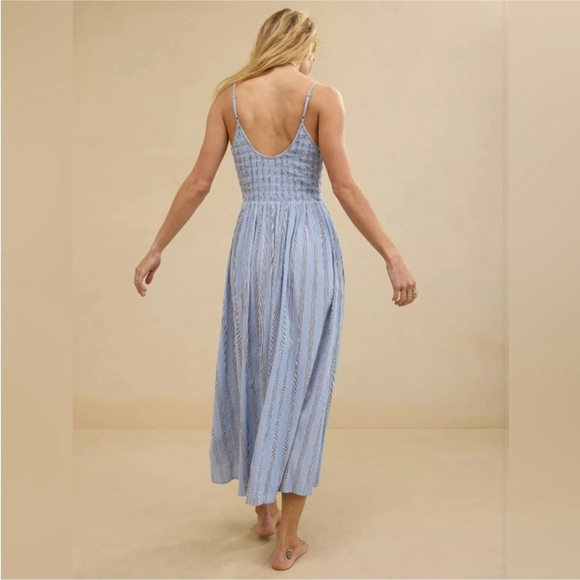 aerie At the Barre Unlined Blue & White Striped Midi Dress Sz XS - Picture 2 of 11